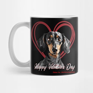 Happy Valentine’s Day Black Tan Dachshund Heart Mug